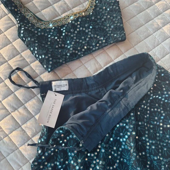 Teal “Blueberry Sorbet” Set from The Saree Room- Brand New! - Picture 6 of 9